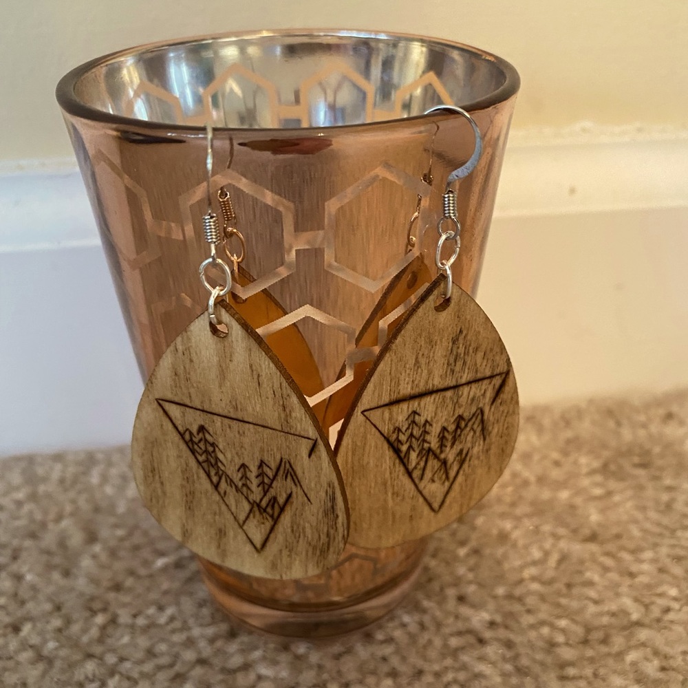 Wood Burned Earrings